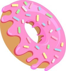 donut in sweet glaze with strawberry topping