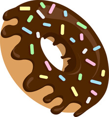 Donut in chocolate glaze and dark chocolate sprinkles
