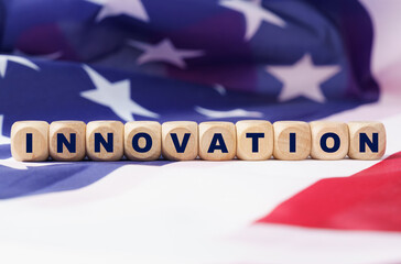 The US flag has cubes with the inscription - INNOVATION
