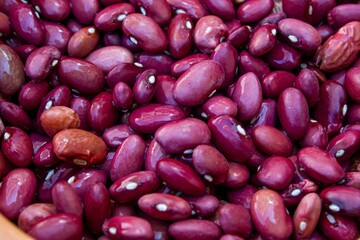 large amount of red beans or kidney beans closeup