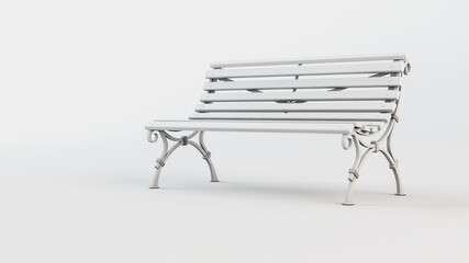 Light street bench on in the isolated background. 3d rendering illustration. - 459339386