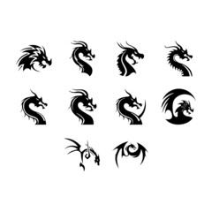 collection of cartoon tribal dragon icon vector