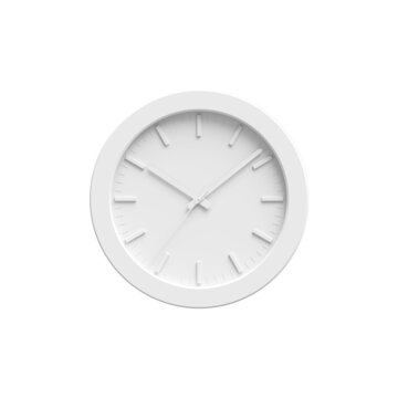 Abstract White Wall Clock Isolated On White, 3d