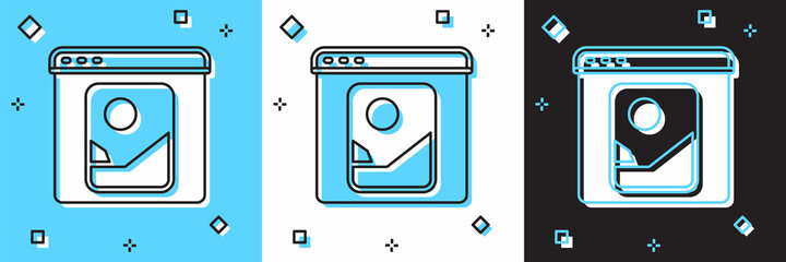 Set Photo retouching icon isolated on blue and white, black background. Photographer, photography, retouch icon. Vector