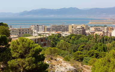 Panoramic view from Castello historic district in Cagliari, Italy