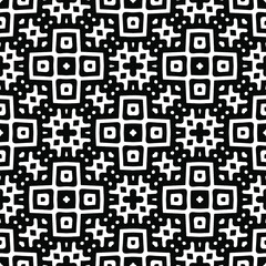 Seamless vector pattern in geometric ornamental style. Black ornament.