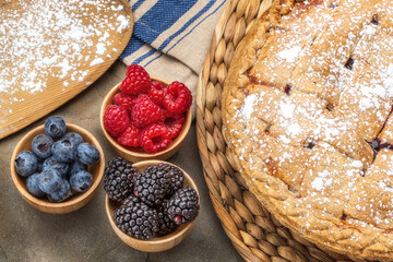 Berry Pie with Raspberries Blueberries and Black Berries