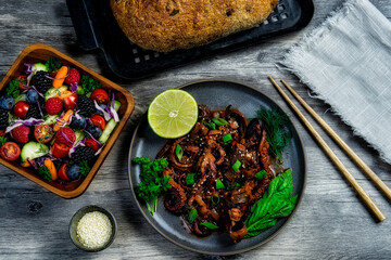 Grilled Baby Octopus with Summer Salad 