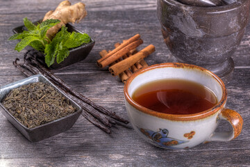 Green Tea in Rustic Cup