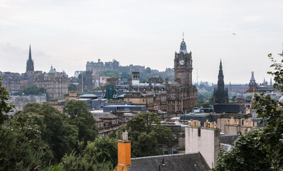 Naklejka premium Edinburg view from Calton hill. View include Edinburg castle and Balmoral hotel tower