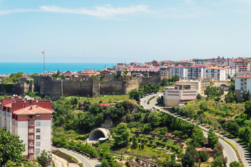 Fototapeta na wymiar Beautiful city panorama of the ancient Turkish city of Trabzon