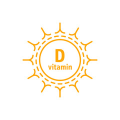 orange abstract thin line vitamin d with sun icon