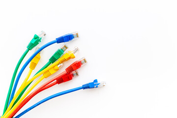 Network cables and electrical wires, top view