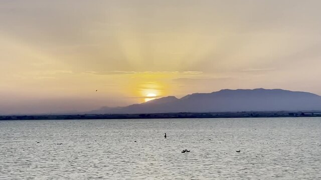 Sunset at the sea. La Manga Del Mar Menor, Murcia, Spain.