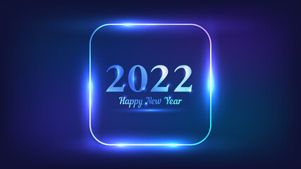 2022 Happy New Year neon background