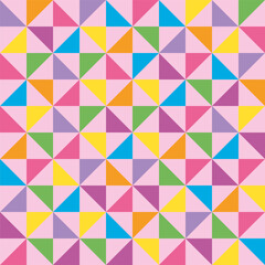 Beautifull abstract geometric mosaic background with colourfull triangles randomly located. Creative seamless pattern, trendy texture for wallpaper, wrapping paper, textile, fabric, packaging