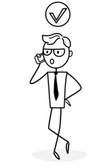 A businessman taking part in business activity. An entrepreneur developing ideas. Person is talking on the phone. Remote working. Business concept for web design. The outline of a vector illustration