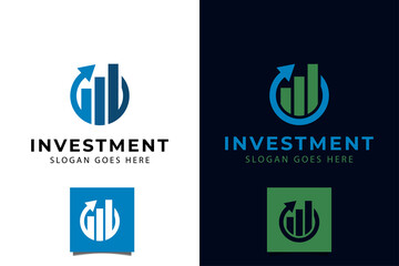 building Realty house investment logo. business invest property financial. marketing sales with arrow icon vector symbol