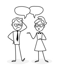 People working in the office, negotiating and discussing issues, solve problems, developing ideas, taking part in business activities. Concept for web design. The outline of a vector illustration.