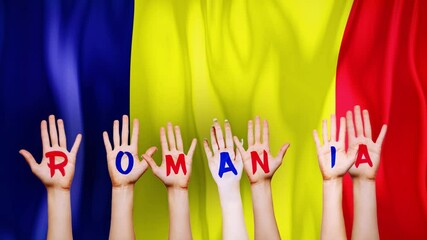 Romania Country Flag
Animated Romania a flag with animated hand with text writing as Romania