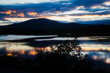 Flagstaff Lake, Eustis ME, Carrabassett ME
Colorful sunset.  Bigelow mountain range in the background.  Benedict Arnold camped here when attempting to defeat British in Quebec.                      