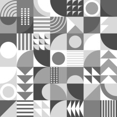 Geometric minimalistic seamless vector pattern. Monochrome abstract flat scandinavian pattern. © Светлана Плясова