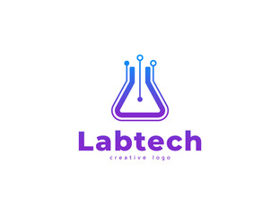 Modern laboratory symbol and technology logo design template
