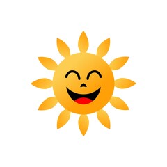 vector sun shining with a smile. sun icon in flat style.