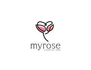 Obraz premium Minimalist rose flower logo design illustration