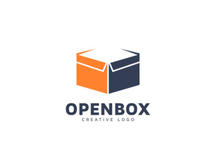 Geometric color box open logo design