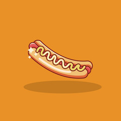 Vector illustration of fast food hot dog. Isolated on flat design on white background. flat design