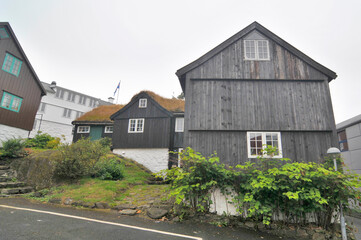 The old town of the capital of the Faroe Islands - Tornshaven