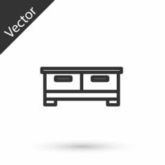 Grey line Chest of drawers icon isolated on white background. Vector