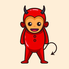 cute cartoon red devil halloween costume mascot