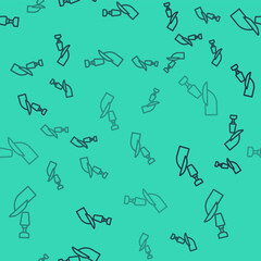 Black line Milling cutter for manicure icon isolated seamless pattern on green background. Apparatus for manicure. Manicure tools. Vector