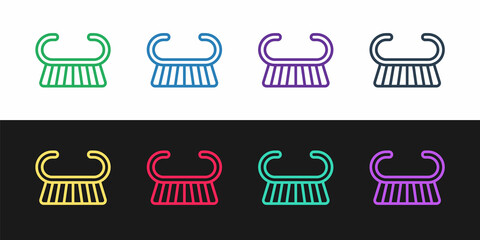 Set line Pedicure brush or grater icon isolated on black and white background. Brush for cleaning nails for manicure and pedicure. Vector