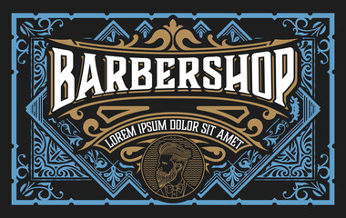 Vintage Barbershop label in vintage style
