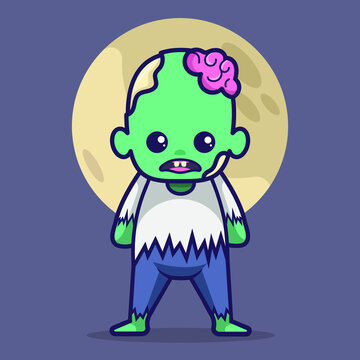 cute zombie halloween mascot costume character