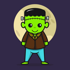 cute frankenstein halloween mascot costume character