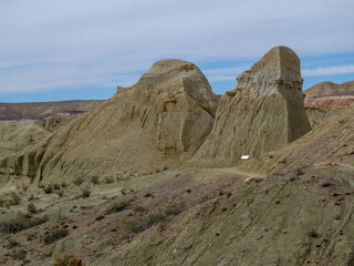 pieces of petrified wood at the petrified forest of Sarmiento, Argentina