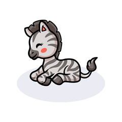 Cute baby zebra cartoon  lying down