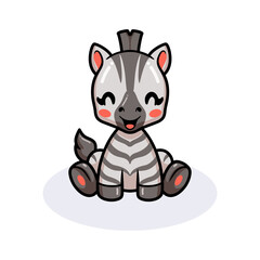 Cute baby zebra cartoon sitting