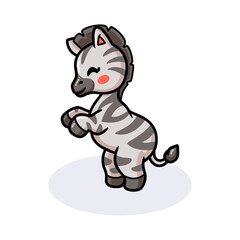 Fototapeta premium Cute baby zebra cartoon standing