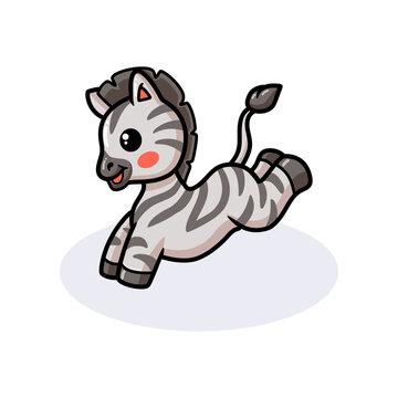Cute baby zebra cartoon jumping