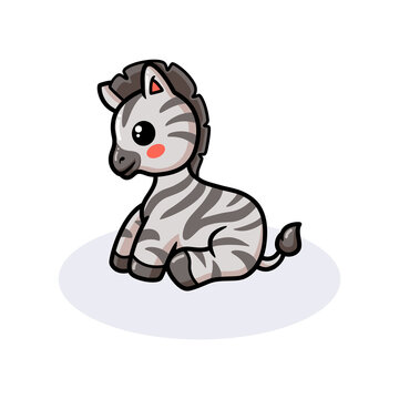 Cute baby zebra cartoon  lying down