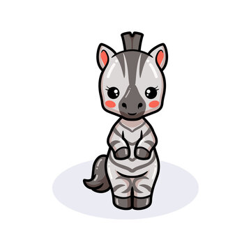 Cute baby zebra cartoon standing
