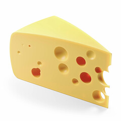 Piece of cheese isolated on white background 3D