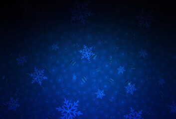 Fototapeta na wymiar Dark BLUE vector pattern in Christmas style.