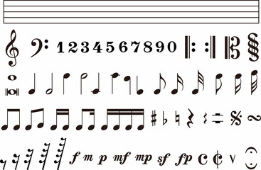 collection of the common musical symbols