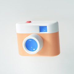 3D Vintage camera on isolate white background. photography concept of a camera symbol. 3d render illustration